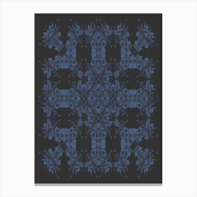 Imperial Japanese Ornate Pattern Black And Blue 1 Canvas Print