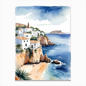 Spanish Ibiza Travel Poster Watercolor Painting (22) Canvas Print