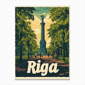 Aihrgdesign A Retro Travel Poster For Riga 2 Canvas Print