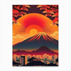 Nagasaki Japan Retro Sunset Canvas Print