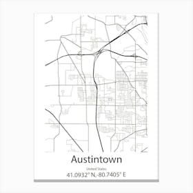 Austintown,United States Minimalist Map 1 Canvas Print