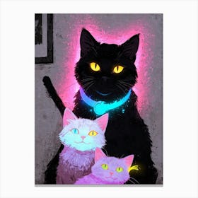 Neon Cats Canvas Print