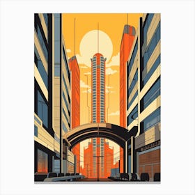 Umeda Sky Building, Japan Vintage Travel Art 1 Canvas Print