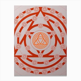 Geometric Abstract Glyph Circle Array in Tomato Red n.0072 Canvas Print