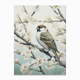 Ohara Koson Inspired Bird Painting House Sparrow 3 Canvas Print