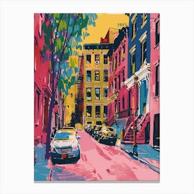Greenwich Village New York Colourful Silkscreen Illustration 1 Canvas Print