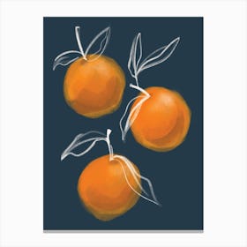 Oranges Kitchen Set Navy And Orange Canvas Print