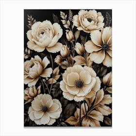 Black And White Flowers 4 Canvas Print