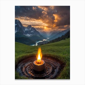 Fire Pit At Sunset Canvas Print