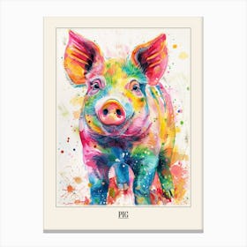 Pig Colourful Watercolour 2 Poster Canvas Print
