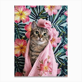 Cat In A Towel Canvas Print