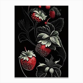 June Bearing Strawberries, Plant, Noir Comic Canvas Print