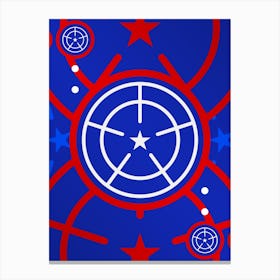 Geometric Abstract Glyph in White on Red and Blue Array n.0075 Canvas Print