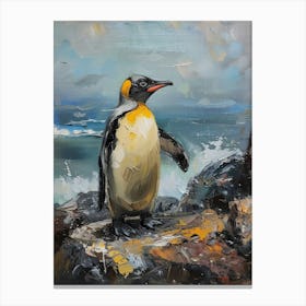 African Penguin Sea Lion Island Oil Painting 3 Canvas Print