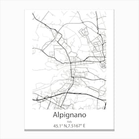 Alpignano,Italy Minimalist Map Canvas Print