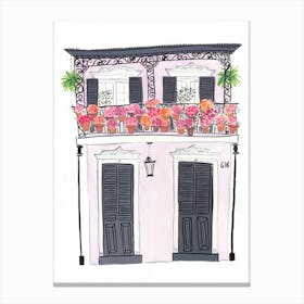 New Orleans House With Flowers 1 Canvas Print