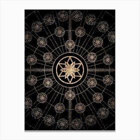 Geometric Glyph Abstract Radial Array in Glitter Gold on Black n.0183 Canvas Print
