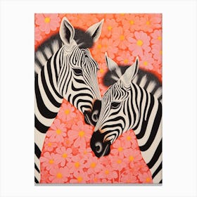 Floral Zebra Pink 2 Canvas Print