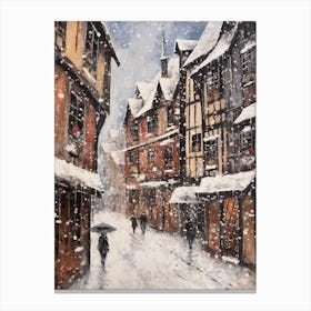 Vintage Winter Painting Colmar France 2 Canvas Print