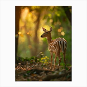 Fawn In The Forest Canvas Print