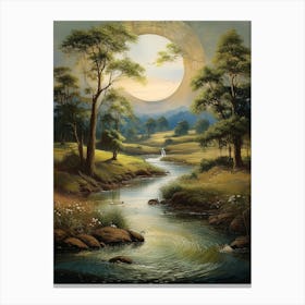 Moonlight Over A Stream Canvas Print