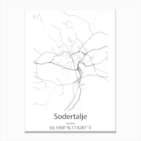 Sodertalje,Sweden Minimalist Map Canvas Print