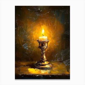 Candle On A Table Canvas Print