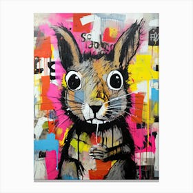 Chiaroscuro Whispers: Squirrel's Echo in Basquiat's style Canvas Print