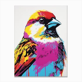 Andy Warhol Style Bird House Sparrow 4 Canvas Print