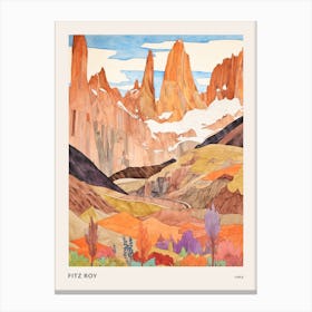 Fitz Roy Chile Argentina1 Colourful Mountain Illustration Poster Canvas Print