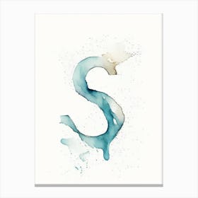 S  Letter, Alphabet Minimalist Watercolour 5 Canvas Print