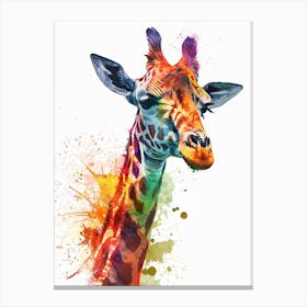 Giraffe Watercolour Face Portrait 3 Canvas Print