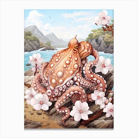 Coconut Octopus Illustration 8 Canvas Print