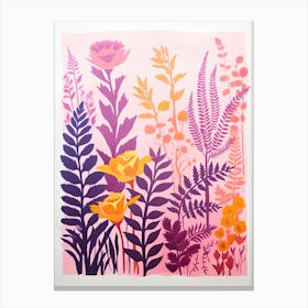 Colourful Botanical Risograph Style 12 Canvas Print