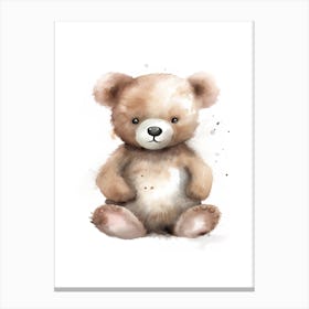 Baby Bear Watercolour Nursery 3 Canvas Print