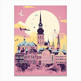 Copenhagen In Risograph Style 2 Canvas Print