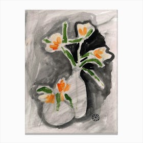 Orange Flowers In A Vase Canvas Print