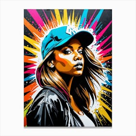Graffiti Mural Of Beautiful Hip Hop Girl 79 Canvas Print