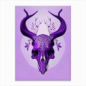 Animal Skull Purple 1 Line Drawing Canvas Print