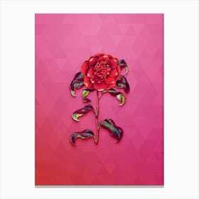 Vintage Mr Reeves's Crimson Camellia Botanical Art on Beetroot Purple n.0751 Canvas Print