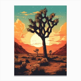  Retro Illustration Of A Joshua Tree At Sunrise 4 Canvas Print