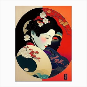 Colour Yin and Yang 5, Japanese Ukiyo E Style Canvas Print