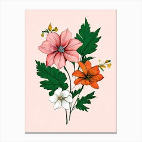 Flowers On A Pink Background 12 Canvas Print