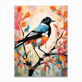 Bird Painting Collage Magpie 5 Canvas Print