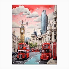 London Double Decker Buses Canvas Print