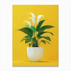 White Plant In A Pot 2 Canvas Print