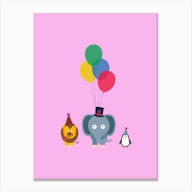 Party Animals Pink Canvas Print