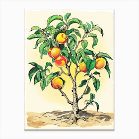 Peach Tree Storybook Illustration 1 Canvas Print