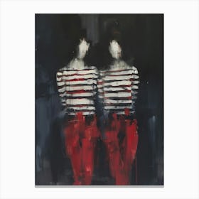 Two Women In Red Canvas Print