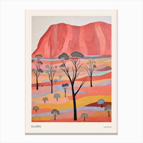 Uluru Australia 1 Colourful Mountain Illustration Poster Canvas Print